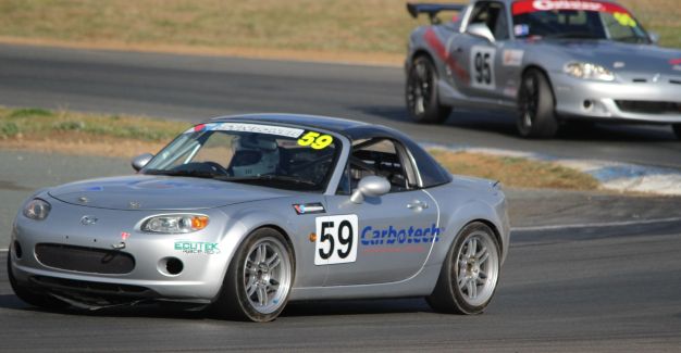 Lesa in front of Matilda at the MX-5 Cup Race on 24 August 2014