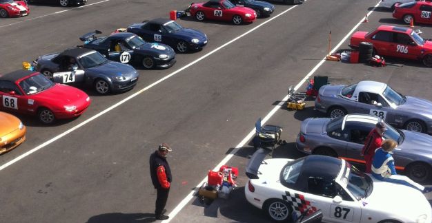 A crowd of MX-5 competitors at the final round of the 2013 Supersprint season, Sydney Motorsport Park Amaroo Circuit.