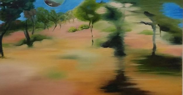 Kerry Shepherdson ZOOMING 2017 oil on canvas